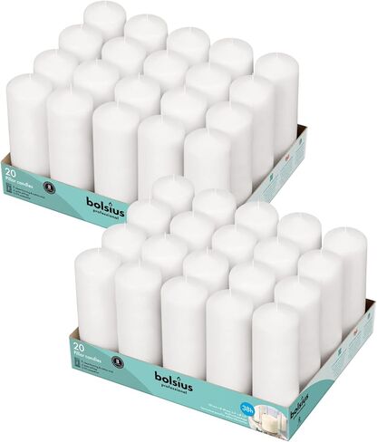 Bolsius White Pillar Candles – 2x6 Unscented Candle Set of 20 – Dripless, Smokeless, and Clean Burning Household Dinner Candles – Perfect for Weddings, Parties, Dinners – 20 Decorative Candles in Saudi Arabia