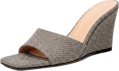 SAMMITOP Womens Clear Heels Sandals Square Open Toe Wedge Heel Sandals Slip On Heeled Mules Summer Dress Slipper Shoes 3.5 Inch in Kuwait