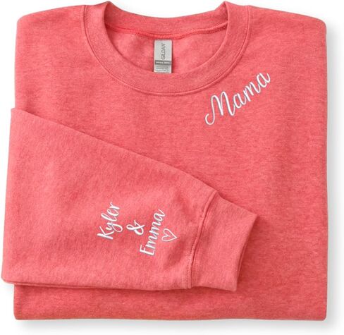Custom Mama Embroidered Sweatshirt with Kids Names on Sleeve – Gift for Mom on Mothers Day, Birthday, Christmas in Saudi Arabia
