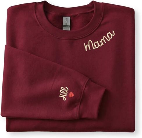 Custom Mama Embroidered Sweatshirt with Kids Names on Sleeve – Gift for Mom on Mothers Day, Birthday, Christmas in Saudi Arabia