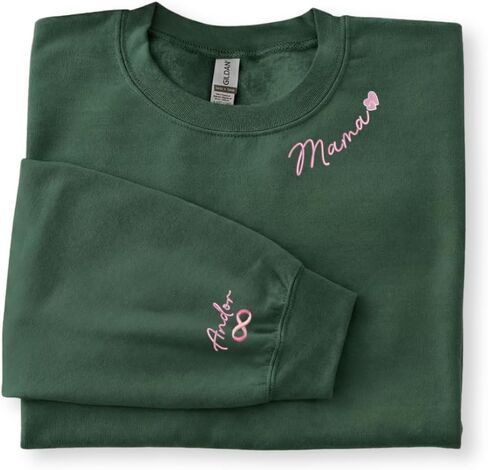 Custom Mama Embroidered Sweatshirt with Kids Names on Sleeve – Gift for Mom on Mothers Day, Birthday, Christmas in Saudi Arabia