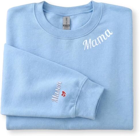 Custom Mama Embroidered Sweatshirt with Kids Names on Sleeve – Gift for Mom on Mothers Day, Birthday, Christmas in Saudi Arabia