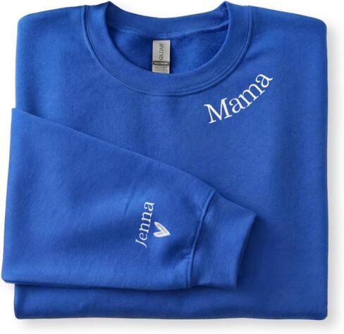 Custom Mama Embroidered Sweatshirt with Kids Names on Sleeve – Gift for Mom on Mothers Day, Birthday, Christmas in Saudi Arabia
