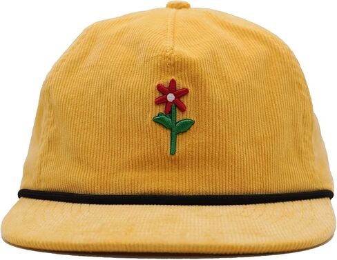 RBC x ilie Yellow Corduroy Rope Hat, Adjustable Unisex Strapback Cap with Embroidered Red Flower and Rope Detail in Saudi Arabia