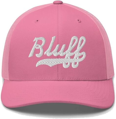 Bluff Hat Bluff Trucker Hat Baseball Script Embroidered Cap Vintage Sports Mesh Swoosh Gift Souvenir Headwear UT in Kuwait