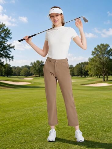 Women's Golf Pants Stretch Ankle Dress Pants 7/8 Work Pants Slacks with 4 Pockets for Business Casual Travel Yoga in Kuwait