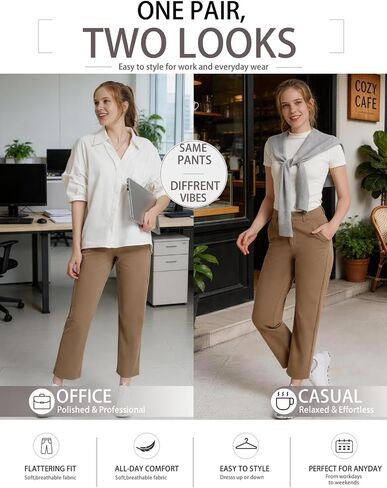 Women's Golf Pants Stretch Ankle Dress Pants 7/8 Work Pants Slacks with 4 Pockets for Business Casual Travel Yoga in Kuwait