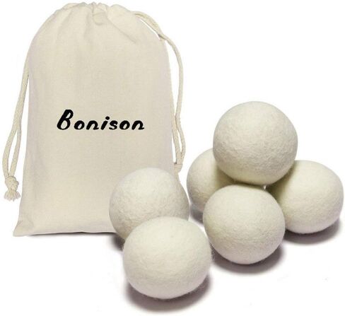 12 Pack All Natural Organic Wool Dryer Balls XL Size - Reusable Chemical Free Natural Fabric Softener, Anti Static, Reduces Clothing Wrinkles and Saves Drying Time in Kuwait