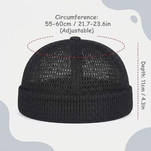 Brimless Hats for Men, Docker Hat with Mesh Ventilation, Retro Brimless Cap for Hip Hop Dancing Events and Urban Commuting, Summer Beanie for Street Fashion Coordination Multicolored in Saudi Arabia