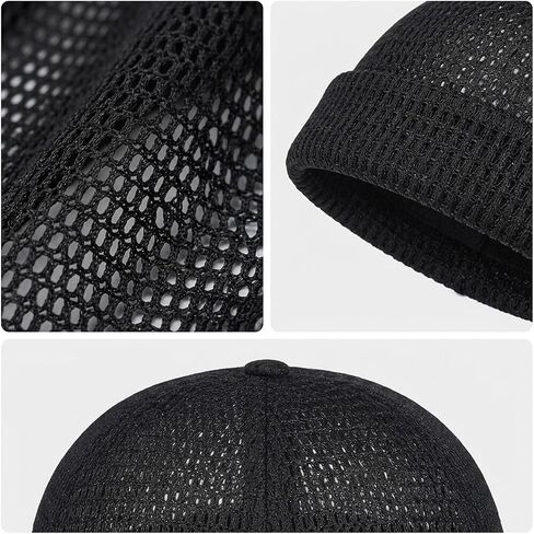 Brimless Hats for Men, Docker Hat with Mesh Ventilation, Retro Brimless Cap for Hip Hop Dancing Events and Urban Commuting, Summer Beanie for Street Fashion Coordination Multicolored in Saudi Arabia