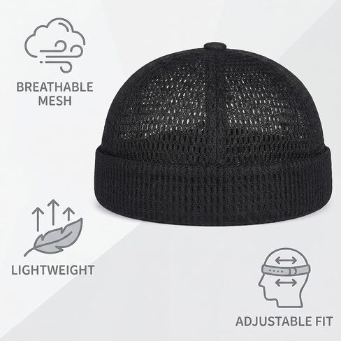 Brimless Hats for Men, Docker Hat with Mesh Ventilation, Retro Brimless Cap for Hip Hop Dancing Events and Urban Commuting, Summer Beanie for Street Fashion Coordination Multicolored in Saudi Arabia