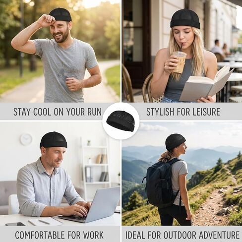 Brimless Hats for Men, Docker Hat with Mesh Ventilation, Retro Brimless Cap for Hip Hop Dancing Events and Urban Commuting, Summer Beanie for Street Fashion Coordination Multicolored in Saudi Arabia