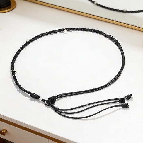 Knotted Waist Belt for Women Bohemian PU Leather Belts Pearl Thin Belts for Dresses in Saudi Arabia
