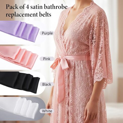 Xthrotsenk 4 Pcs Satin Sash Belts, Black Sash Belt 75x 2 Inches Long Satin Sashs Belts Robe Belt for Wedding Dress, Bridal Waist, Robe Replacement, Special Occasion Accessories for Women in Kuwait