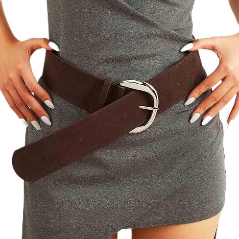 Suede Thick Belt Wide Chunky Belts Retro Leather Belt Accessories for Women in Saudi Arabia