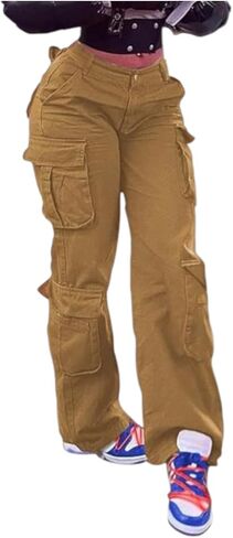 Cargo Jeans for Women High Waisted Boyfriend Style Distressed Y2K Denim Jeans Casual Denim Y2k Pants with Pockets in Saudi Arabia