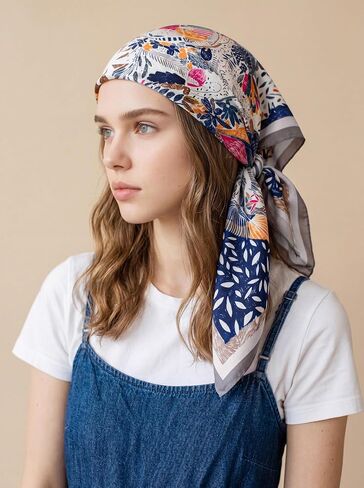 iiimmu Head Scarf Satin Scarf for Women 35 Inch Large Square Hair Scarves Neck Silk Scarves in Saudi Arabia