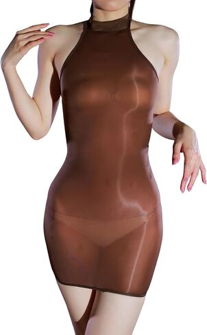 Women's Sexy Bodystocking Dress,Halter Neck Bodycon Dress, Sleeveless Bodysuit, Sheer Catsuit in Saudi Arabia