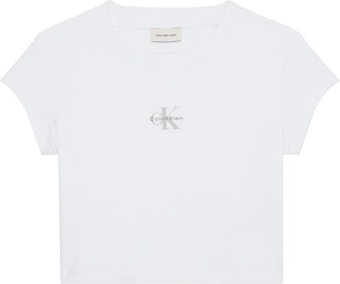 Calvin Klein Women's Monogram Logo Ribbed Baby Tee in Kuwait
