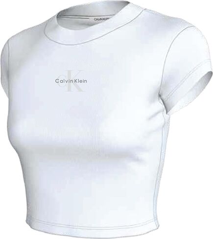 Calvin Klein Women's Monogram Logo Ribbed Baby Tee in Kuwait