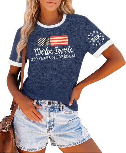 Patriotic Shirts for Women USA 250th Anniversary Shirt 4th of July T-Shirts American Flag Bow Graphic Tee in Kuwait