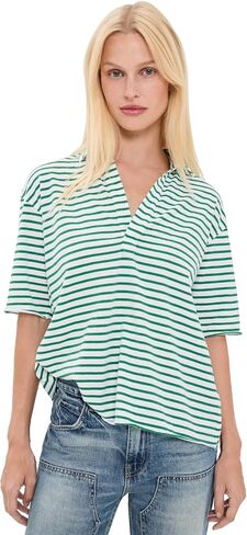 Frank & Eileen Women's Patty Popover Short Sleeve Henley in Kuwait
