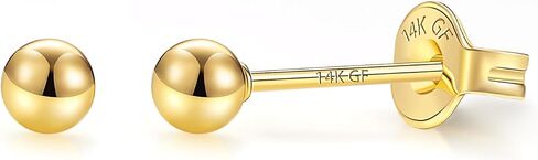 14K Gold Filled 4 Pairs Ball Stud Earrings for Women Hoop Earring Sets Earrings Lightweight Water Proof Tarnish Resistant in Saudi Arabia