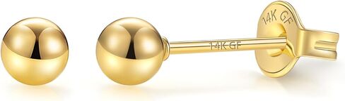 14K Gold Filled 4 Pairs Ball Stud Earrings for Women Hoop Earring Sets Earrings Lightweight Water Proof Tarnish Resistant in Saudi Arabia