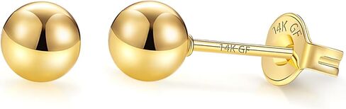 14K Gold Filled 4 Pairs Ball Stud Earrings for Women Hoop Earring Sets Earrings Lightweight Water Proof Tarnish Resistant in Saudi Arabia