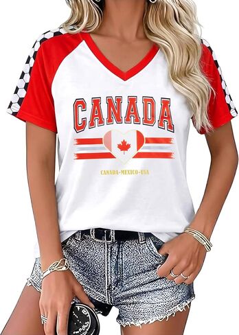 Soccer Cup 2026 Shirt Women V Neck USA Soccer Jersey Brazil Jersey Mexico Shirts Soccer Heart Graphic Game Day Tops in Kuwait