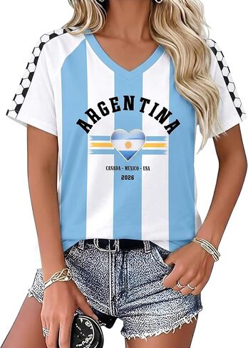 Soccer Cup 2026 Shirt Women V Neck USA Soccer Jersey Brazil Jersey Mexico Shirts Soccer Heart Graphic Game Day Tops in Kuwait
