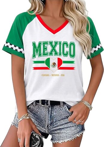 Soccer Cup 2026 Shirt Women V Neck USA Soccer Jersey Brazil Jersey Mexico Shirts Soccer Heart Graphic Game Day Tops in Kuwait