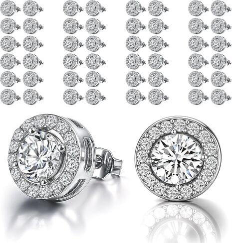 24 Pairs Rhinestone Earrings for Women, Dance Earrings 10mm Round Halo Earring Studs Crystals Stud for Dance Competitions Stage Opera Party Performance Wedding Bridal Earring in Kuwait