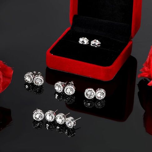 24 Pairs Rhinestone Earrings for Women, Dance Earrings 10mm Round Halo Earring Studs Crystals Stud for Dance Competitions Stage Opera Party Performance Wedding Bridal Earring in Kuwait