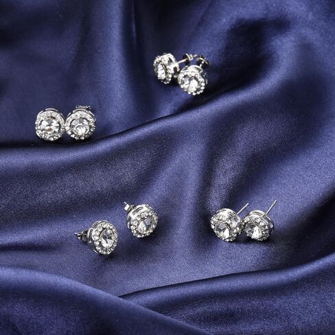 24 Pairs Rhinestone Earrings for Women, Dance Earrings 10mm Round Halo Earring Studs Crystals Stud for Dance Competitions Stage Opera Party Performance Wedding Bridal Earring in Kuwait