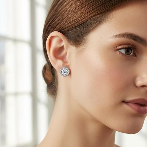 24 Pairs Rhinestone Earrings for Women, Dance Earrings 10mm Round Halo Earring Studs Crystals Stud for Dance Competitions Stage Opera Party Performance Wedding Bridal Earring in Kuwait