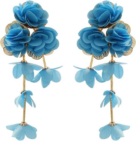 Boho Flower Earrings for Women Statement Flower Earrings Wedding Bridesmaids Birthday Party Costume Earrings Jewelry in Saudi Arabia