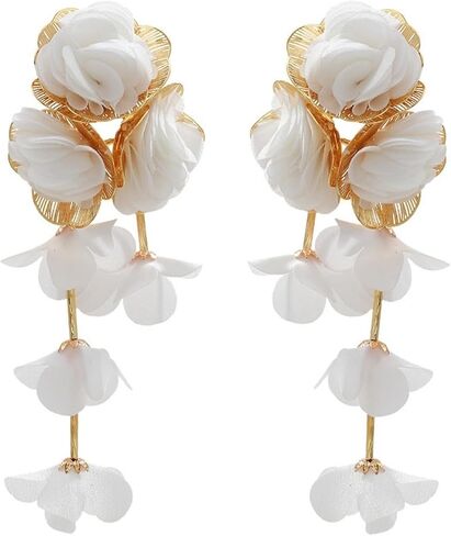 Boho Flower Earrings for Women Statement Flower Earrings Wedding Bridesmaids Birthday Party Costume Earrings Jewelry in Saudi Arabia