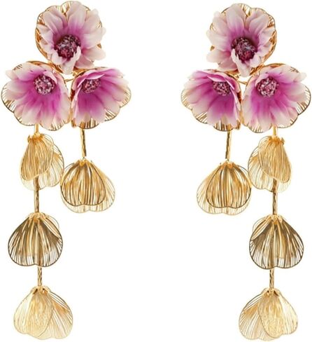 Boho Flower Earrings for Women Statement Flower Earrings Wedding Bridesmaids Birthday Party Costume Earrings Jewelry in Saudi Arabia