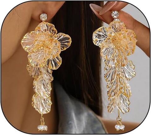 Boho Flower Earrings for Women Statement Flower Earrings Wedding Bridesmaids Birthday Party Costume Earrings Jewelry in Saudi Arabia