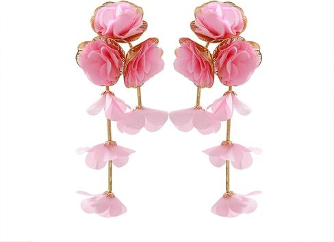 Boho Flower Earrings for Women Statement Flower Earrings Wedding Bridesmaids Birthday Party Costume Earrings Jewelry in Saudi Arabia