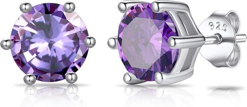 SILVERCUTE 925 Sterling Silver 2ct Birthstone Stud Earrings,Hypoallergenic Round/Heart/Square Birthstone Earrings for Women Birthday Christmas Jewelry in Saudi Arabia