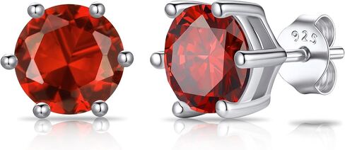 SILVERCUTE 925 Sterling Silver 2ct Birthstone Stud Earrings,Hypoallergenic Round/Heart/Square Birthstone Earrings for Women Birthday Christmas Jewelry in Saudi Arabia