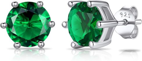 SILVERCUTE 925 Sterling Silver 2ct Birthstone Stud Earrings,Hypoallergenic Round/Heart/Square Birthstone Earrings for Women Birthday Christmas Jewelry in Saudi Arabia