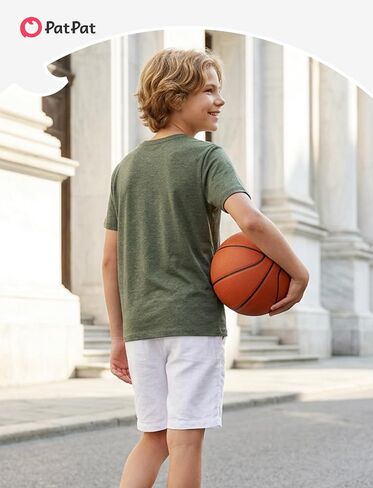 PATPAT Boys Short Sleeve Shirts Crewneck Summer T-Shirt Casual Basic Tops Tees with Chest Pocket for Boy 5-16 Years in Kuwait