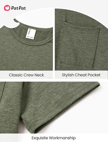 PATPAT Boys Short Sleeve Shirts Crewneck Summer T-Shirt Casual Basic Tops Tees with Chest Pocket for Boy 5-16 Years in Kuwait