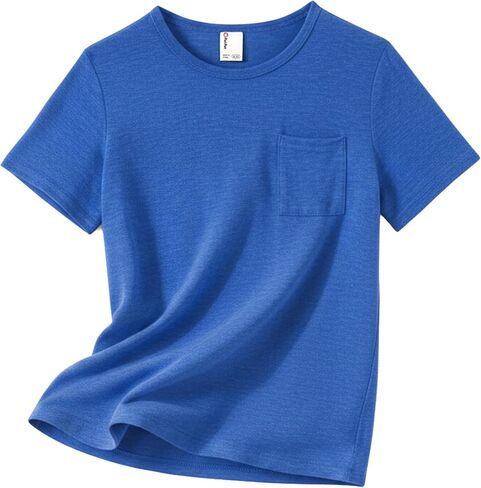 PATPAT Boys Short Sleeve Shirts Crewneck Summer T-Shirt Casual Basic Tops Tees with Chest Pocket for Boy 5-16 Years in Kuwait