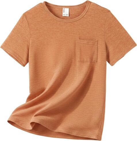 PATPAT Boys Short Sleeve Shirts Crewneck Summer T-Shirt Casual Basic Tops Tees with Chest Pocket for Boy 5-16 Years in Kuwait