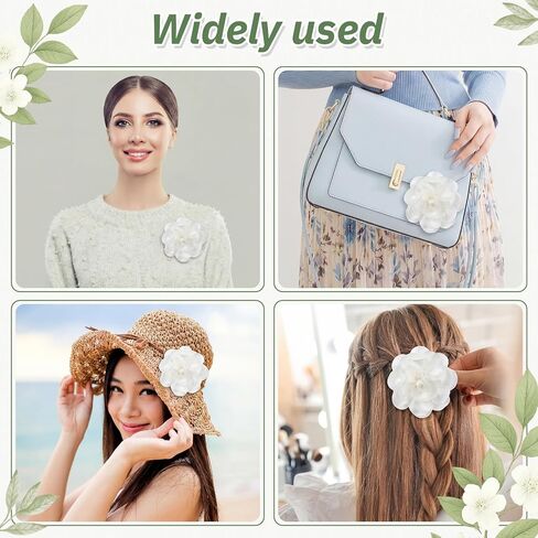 Unittype 9 قطع زهرة الكاميليا مقطع الشعر ودبوس بروش نسيج الساتان زهرة مقاطع DIY الملابس الأحذية القبعات دبابيس اكسسوارات للنساء ملابس حفل زفاف in Saudi Arabia
