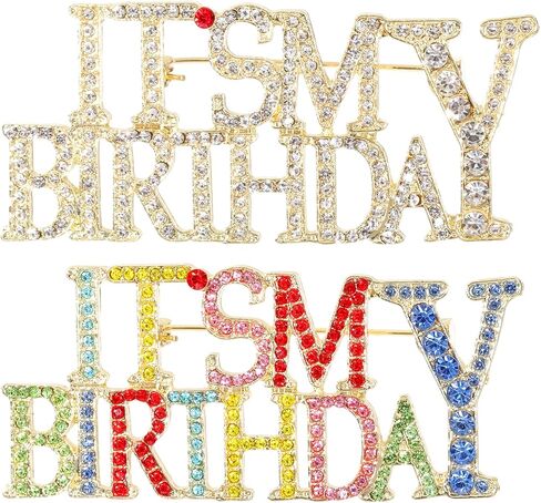 2Pcs Its My Birthday Pin, Birthday Girl Pin, Bling Rhinestone Brooches, Birthdays Party Fashion Lapel Pins Accessories for Women Party Accessories in Kuwait